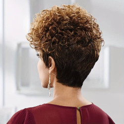 Perruque Brun Afro Bouclés Coupe court
