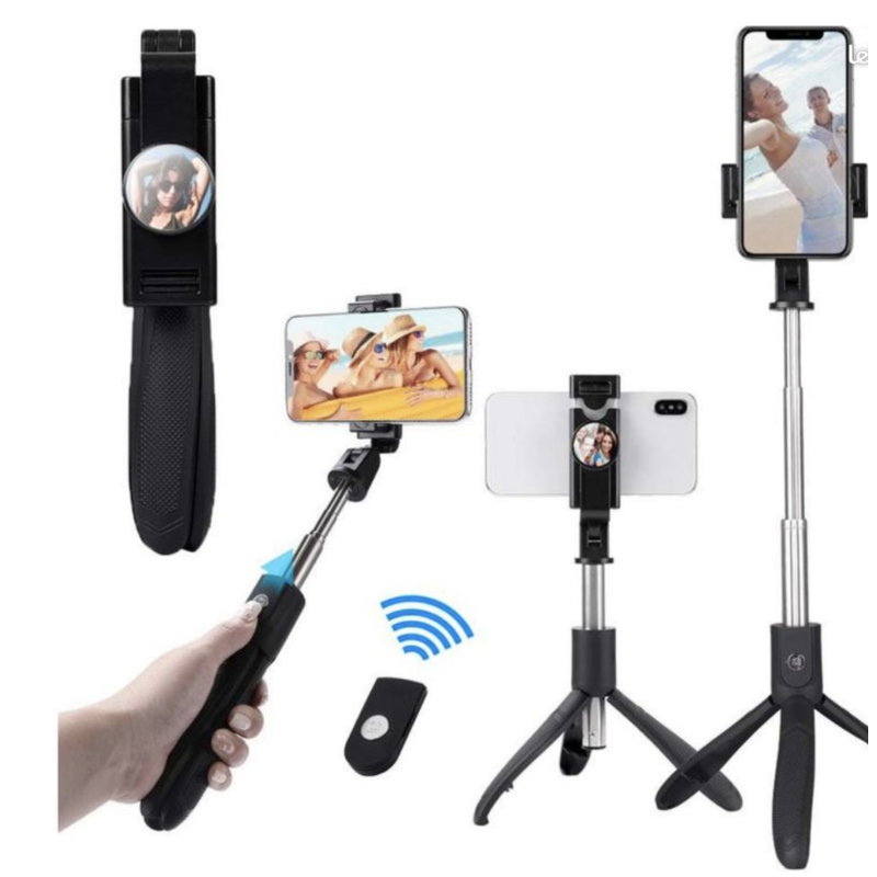 Perche à Selfie BT K06, avec trépied et support de télécommande à 360 degrés, Compatible avec téléph